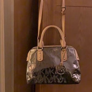 Silver Metallic MK shoulder bag